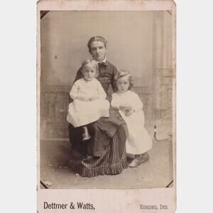 Antique 1800s Cabinet Card Photo Mother Children Dettmer Watts Kokomo Indiana